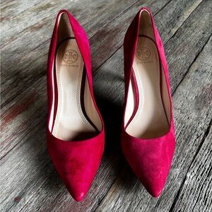 Tory Burch Fuchsia Suede Heels